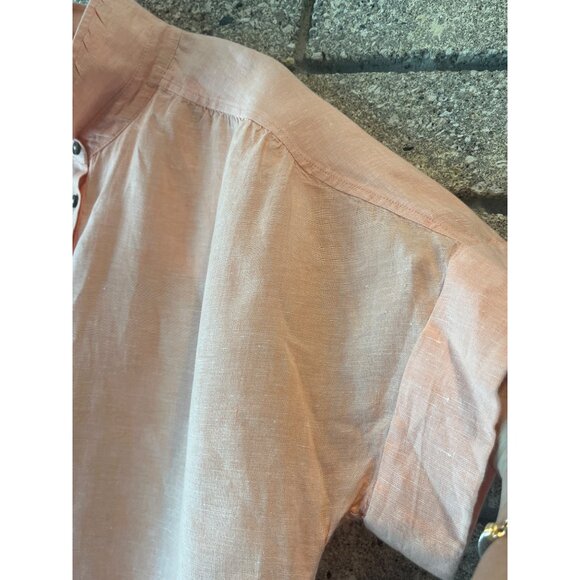 Peach Button-Up Linen Blouse By J. Crew Made in India - Picture 6 of 14